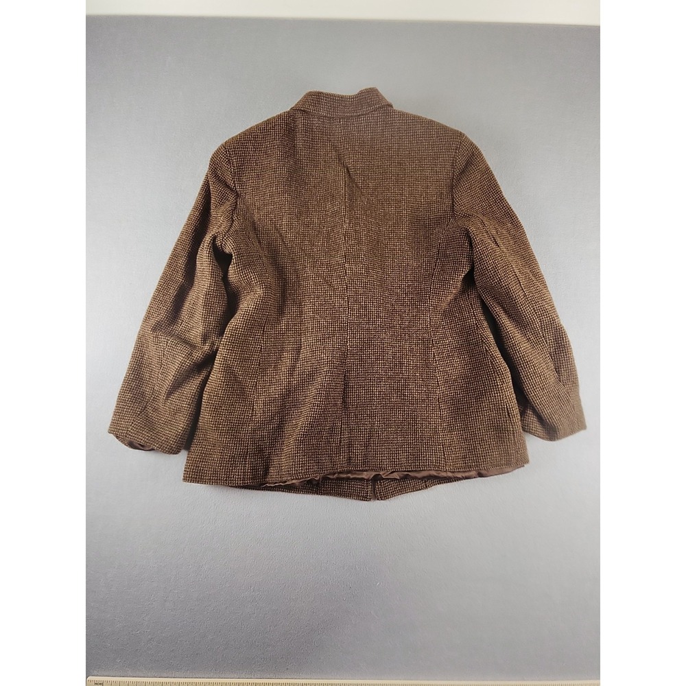 Lauren Ralph Lauren Size 12 Brown Lined Wool Full Zip Classic Jacket - Picture 7 of 7